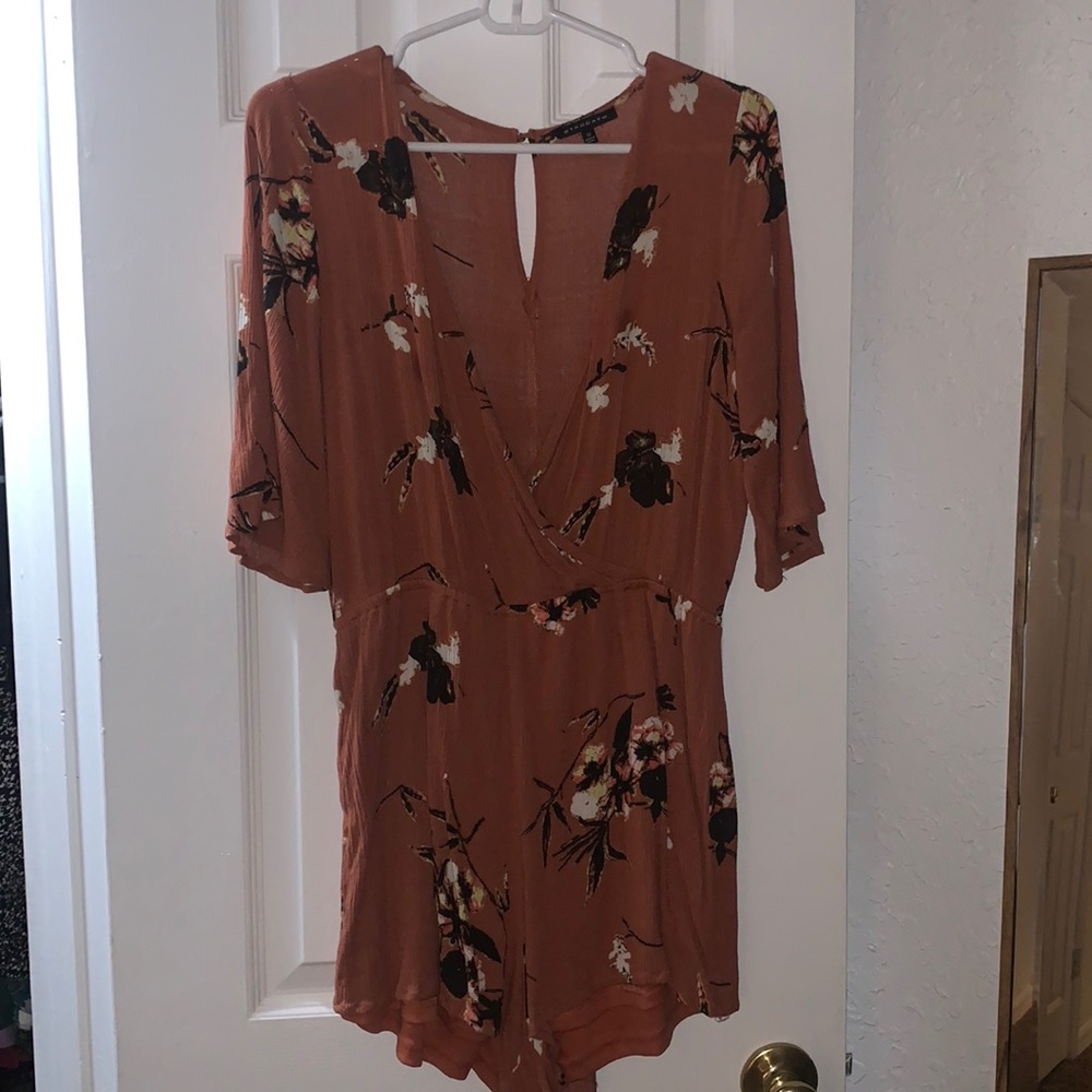 Medium flower print romper burnt orange